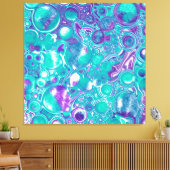 Toile Violet et Turquoise Fluid Art Marbre comme des bul (Insitu(Salon))