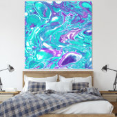 Toile Violet et Turquoise Fluid Art Marbre comme des bul (Insitu(Chambre))