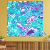 Toile Violet et Turquoise Fluid Art Marbre comme des bul (Insitu(Salon))