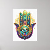 Toile Violet Green Gold Petals Hamsa Turquoise Third Eye (Recto)