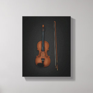 Toile Violon & Bow côte à côte sur 11x14 Noir