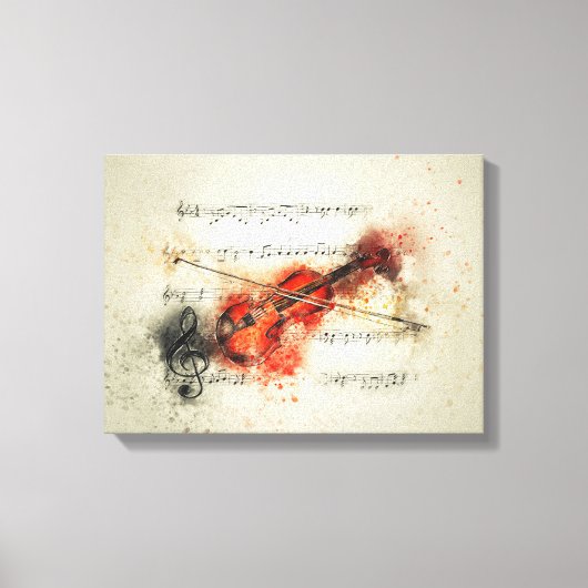 Toile Violon et feuille de musique Vintage (Recto)