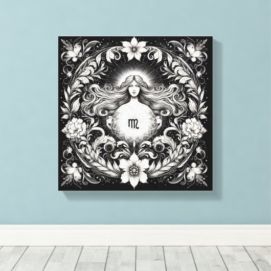 Toile Virgo Botanical Goddess Etching Wall Decor (Insitu (Plancher de Bois))