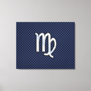 Toile Virgo Zodiac Sign on Navy Blue Carbon Fiber Print