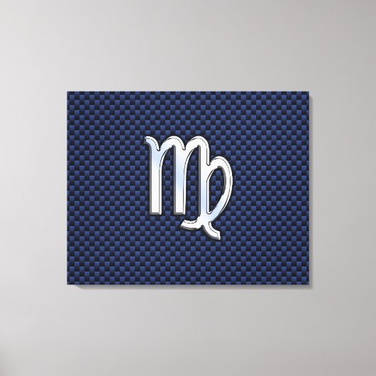 Toile Virgo Zodiac Sign on Navy Blue Carbon Fiber Print (Recto)