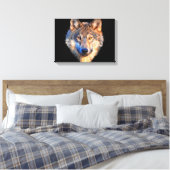 Toile Visage animal loup. Tête de loup gris effrayant (Insitu(Chambre))