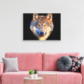 Toile Visage animal loup. Tête de loup gris effrayant (Insitu(Salon))