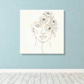 Toile Visage avec fleurs en floraison (Insitu (Plancher de Bois))