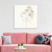 Toile Visage avec fleurs en floraison (Insitu(Salon))