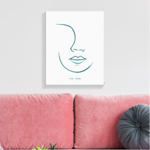Toile Visage d'art en ligne minimaliste personnalisé pou