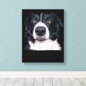 Toile Visage de chien noir et blanc (Insitu (Plancher de Bois))