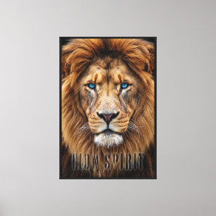 Toile Visage de lion majestueux aux yeux bleus Faune A
