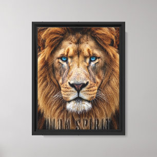 Toile Visage de Lion Majestueux aux Yeux Bleus Faune A