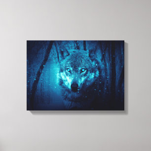 Toile Visage de loup dans la forêt d'imaginaires sombres