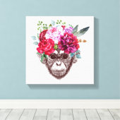 Toile Visage du singe de fleurs (Insitu (Plancher de Bois))