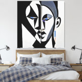 Toile Visage géométrique abstrait cubiste (Insitu(Chambre))