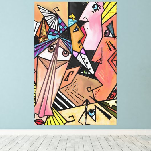 Toile Visage Moods Canvas Imprimer Cubisme Portrait - Pe (Insitu (Plancher de Bois))