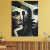 Toile Visages Abstraits Surréalistes Entrelacés (Insitu(Salon))