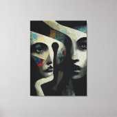 Toile Visages Abstraits Surréalistes Entrelacés (Recto)