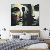 Toile Visages Abstraits Surréalistes Entrelacés (Insitu(Chambre))