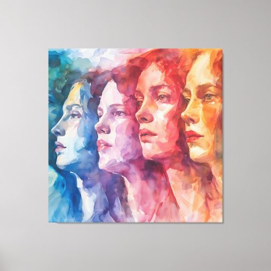 Toile Visages des femmes - Peinture aquarelle (Recto)