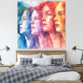 Toile Visages des femmes - Peinture aquarelle (Insitu(Chambre))
