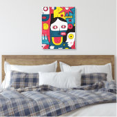 Toile Visages Pop Art Abstrait - Expression Doodle moder (Insitu(Chambre))
