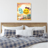 Toile visages souriants sur un bâton (Insitu(Chambre))