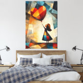 Toile Vision cubiste moderne de la fille avec un ballon (Insitu(Chambre))