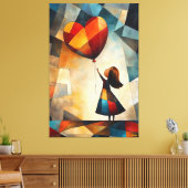 Toile Vision cubiste moderne de la fille avec un ballon (Insitu(Salon))