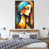 Toile Vision cubiste moderne de la fille avec une oreill (Insitu(Chambre))