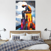 Toile Vision cubiste moderne du penseur (Insitu(Chambre))