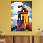 Toile Vision cubiste moderne du penseur (Insitu(Salon))