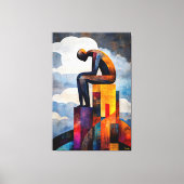 Toile Vision cubiste moderne du penseur (Recto)