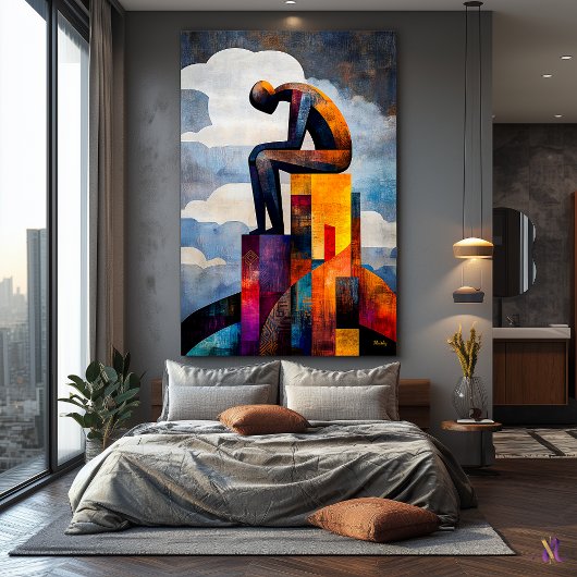 Toile Vision cubiste moderne du penseur