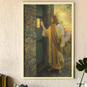 Toile Visitation à Dawn Jesus frappe sur une porte rusti