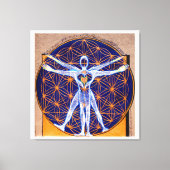 Toile Vitruvian Man, Flower of Life, Squaring Circle (Recto)