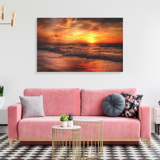 Toile Vivid Orange Beach Sunset Canvas (Insitu(Salon))