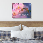 Toile "Vivre, rire, amour" Art des orchidées roses (Insitu(Chambre))