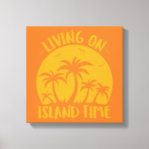 Toile Vivre Sur L'Île Palmiers Et Coucher De Soleil