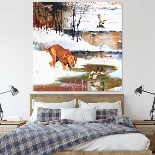 Toile Vizsla hongroise, canards de chasse en hiver (Insitu(Chambre))