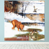 Toile Vizsla hongroise, canards de chasse en hiver (Insitu (Plancher de Bois))