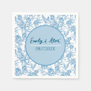 Toile vogel en bloemen Aangepaste naam baby shower Servet