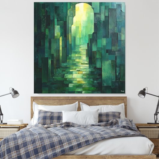 Toile Voie Abstraite monochromatique verte avec arcade (Insitu(Chambre))