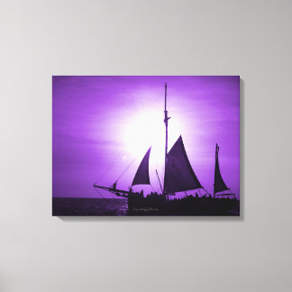 Toile Voile Aruba Crépuscule dans une brume violette (Pa