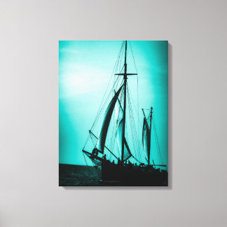 Toile Voile Aruba Crépuscule Profonde Mer Écume Brume (P