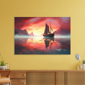 Toile Voile dans le Sunset Watercolor Sea Boat (Insitu(Salon))