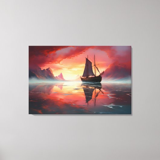 Toile Voile dans le Sunset Watercolor Sea Boat (Recto)