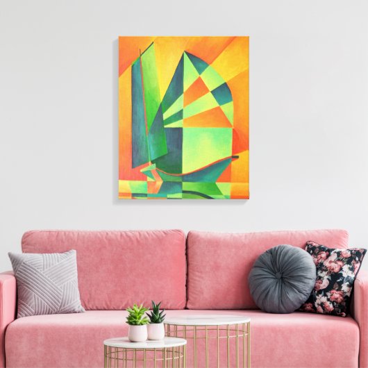 Toile Voiles chinoises en junk à Sunrise Orange et Vert (Insitu(Salon))