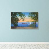 Toile Voilier et bateau à moteur à Roseland Park Scene (Insitu (Plancher de Bois))